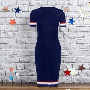 👀‼️Karen Walker Navy Bodycon Midi Dress